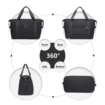EA2212 - Kono Two Pieces Expandable Durable Waterproof Travel Duffel Bag Set - Black by All Mart Bristol Ltd