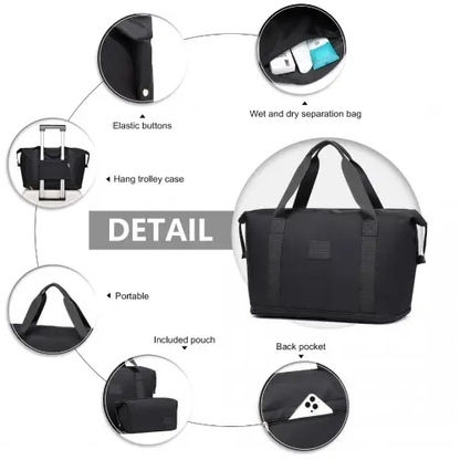 EA2212 - Kono Two Pieces Expandable Durable Waterproof Travel Duffel Bag Set - Black by All Mart Bristol Ltd