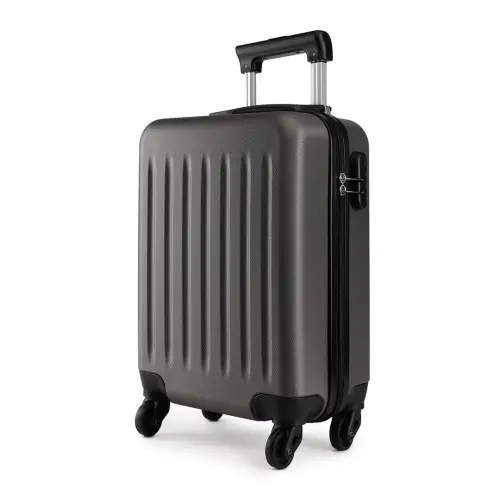 K1872L - Kono 19 Inch ABS Hard Shell Carry On Luggage 4 Wheel Spinner Suitcase - Grey by All Mart Bristol Ltd