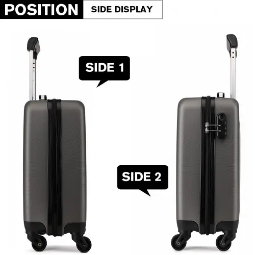 K1872L - Kono 19 Inch ABS Hard Shell Carry On Luggage 4 Wheel Spinner Suitcase - Grey by All Mart Bristol Ltd