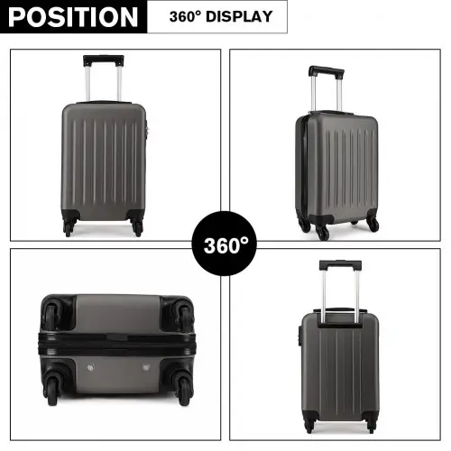 K1872L - Kono 19 Inch ABS Hard Shell Carry On Luggage 4 Wheel Spinner Suitcase - Grey by All Mart Bristol Ltd