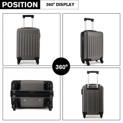 K1872L - Kono 19 Inch ABS Hard Shell Carry On Luggage 4 Wheel Spinner Suitcase - Grey by All Mart Bristol Ltd