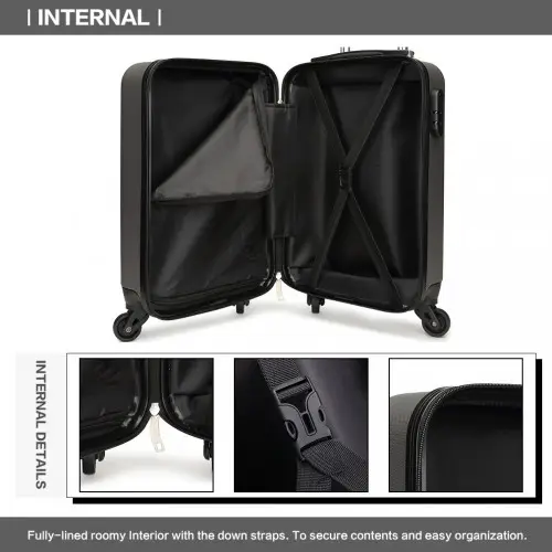 K1872L - Kono 19 Inch ABS Hard Shell Carry On Luggage 4 Wheel Spinner Suitcase - Grey by All Mart Bristol Ltd
