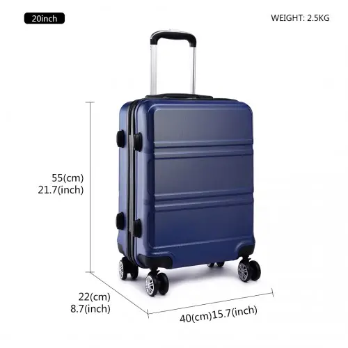 K1871-1L - Kono ABS Sculpted Horizontal Design 3 Piece Suitcase Set - Navy Blue by All Mart Bristol Ltd