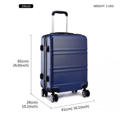 K1871-1L - Kono ABS Sculpted Horizontal Design 3 Piece Suitcase Set - Navy Blue by All Mart Bristol Ltd