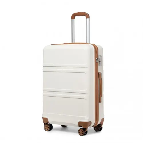 K1871-1L - Kono ABS 24 Inch Sculpted Horizontal Design Suitcase - Cream by All Mart Bristol Ltd