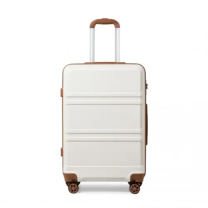 K1871-1L - Kono ABS 24 Inch Sculpted Horizontal Design Suitcase - Cream by All Mart Bristol Ltd