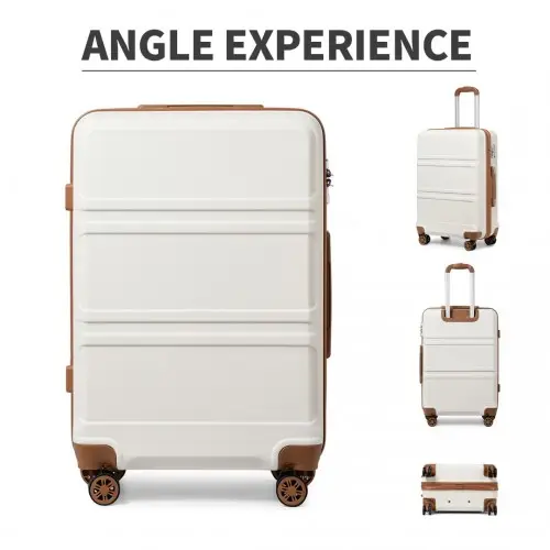 K1871-1L - Kono ABS 24 Inch Sculpted Horizontal Design Suitcase - Cream by All Mart Bristol Ltd