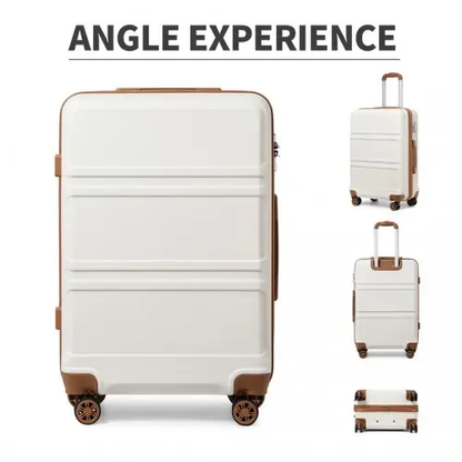 K1871-1L - Kono ABS 24 Inch Sculpted Horizontal Design Suitcase - Cream by All Mart Bristol Ltd