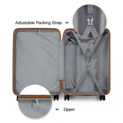 K1871-1L - Kono ABS 24 Inch Sculpted Horizontal Design Suitcase - Cream by All Mart Bristol Ltd