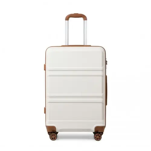 K1871-1L - Kono ABS 20 Inch Sculpted Horizontal Design Cabin Luggage - Cream by All Mart Bristol Ltd