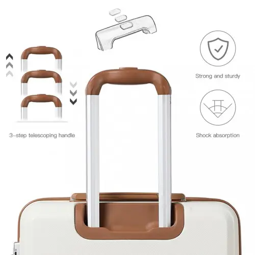 K1871-1L - Kono ABS 20 Inch Sculpted Horizontal Design Cabin Luggage - Cream by All Mart Bristol Ltd