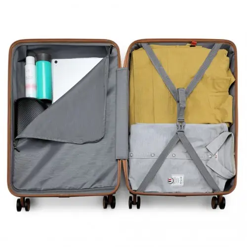 K1871-1L - Kono ABS 20 Inch Sculpted Horizontal Design Cabin Luggage - Cream by All Mart Bristol Ltd