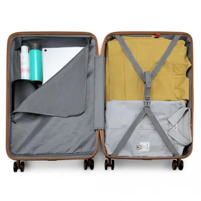 K1871-1L - Kono ABS 20 Inch Sculpted Horizontal Design Cabin Luggage - Cream by All Mart Bristol Ltd
