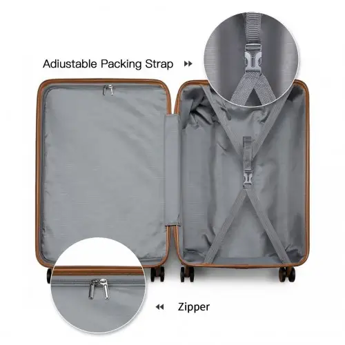 K1871-1L - Kono ABS 20 Inch Sculpted Horizontal Design Cabin Luggage - Cream by All Mart Bristol Ltd