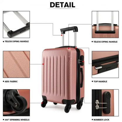 K1872L - Kono 24 Inch ABS Hard Shell Luggage 4 Wheel Spinner Suitcase - Nude by All Mart Bristol Ltd