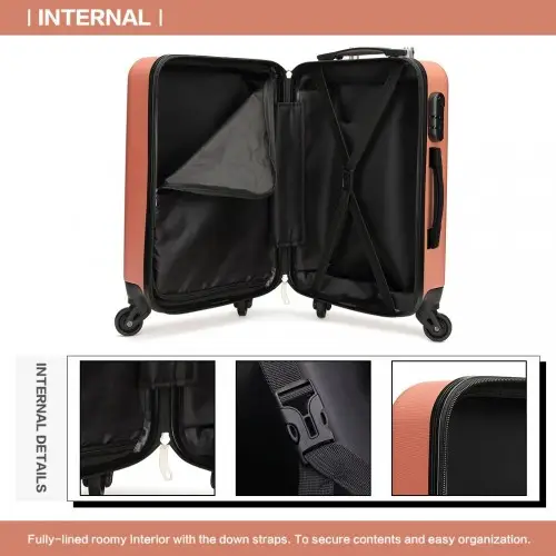 K1872L - Kono 24 Inch ABS Hard Shell Luggage 4 Wheel Spinner Suitcase - Nude by All Mart Bristol Ltd