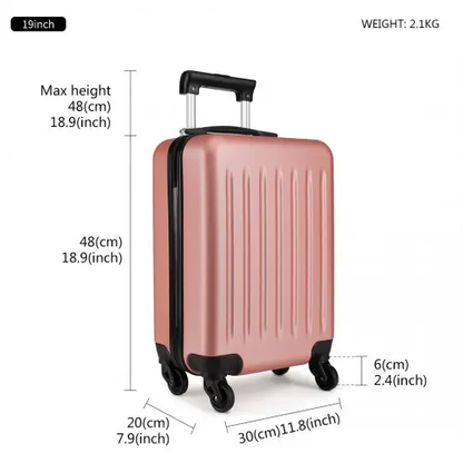 K1872L - Kono 19 Inch ABS Hard Shell Carry On Luggage 4 Wheel Spinner Suitcase - Nude by All Mart Bristol Ltd