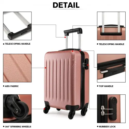 K1872L - Kono 19 Inch ABS Hard Shell Carry On Luggage 4 Wheel Spinner Suitcase - Nude by All Mart Bristol Ltd