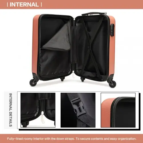K1872L - Kono 19 Inch ABS Hard Shell Carry On Luggage 4 Wheel Spinner Suitcase - Nude by All Mart Bristol Ltd