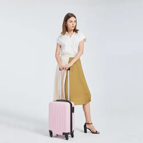 K1872L - Kono 19 Inch ABS Hard Shell Carry On Luggage 4 Wheel Spinner Suitcase - Nude by All Mart Bristol Ltd