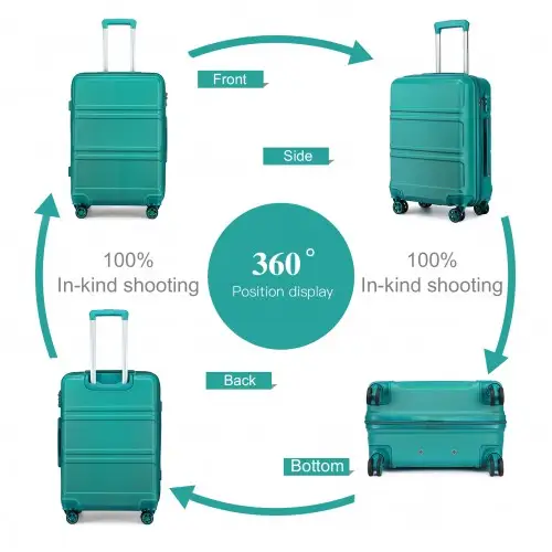 K1871-1L - Kono ABS 20 Inch Sculpted Horizontal Design Cabin Luggage - Teal by All Mart Bristol Ltd