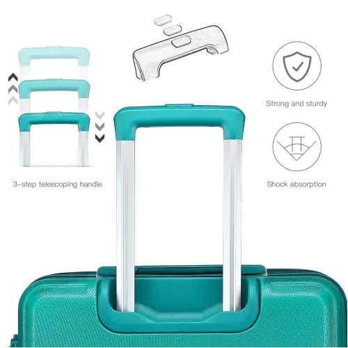 K1871-1L - Kono ABS 20 Inch Sculpted Horizontal Design Cabin Luggage - Teal by All Mart Bristol Ltd