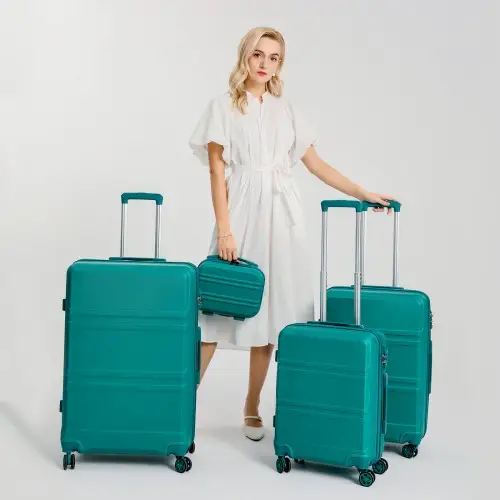 K1871-1L - Kono ABS 20 Inch Sculpted Horizontal Design Cabin Luggage - Teal by All Mart Bristol Ltd