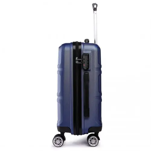 K1871-1L - Kono ABS 24 Inch Sculpted Horizontal Design Suitcase - Navy Blue by All Mart Bristol Ltd