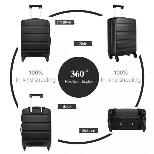 K1991-1L - Kono 24 Inch Horizontal Design ABS Hard Shell Suitcase With TSA Lock - Black by All Mart Bristol Ltd