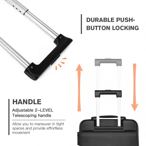 K1991-1L - Kono 24 Inch Horizontal Design ABS Hard Shell Suitcase With TSA Lock - Black by All Mart Bristol Ltd