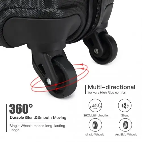 K1991-1L - Kono 24 Inch Horizontal Design ABS Hard Shell Suitcase With TSA Lock - Black by All Mart Bristol Ltd