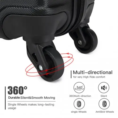 K1991-1L - Kono 24 Inch Horizontal Design ABS Hard Shell Suitcase With TSA Lock - Black by All Mart Bristol Ltd