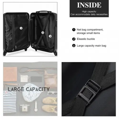 K1991-1L - Kono 24 Inch Horizontal Design ABS Hard Shell Suitcase With TSA Lock - Black by All Mart Bristol Ltd