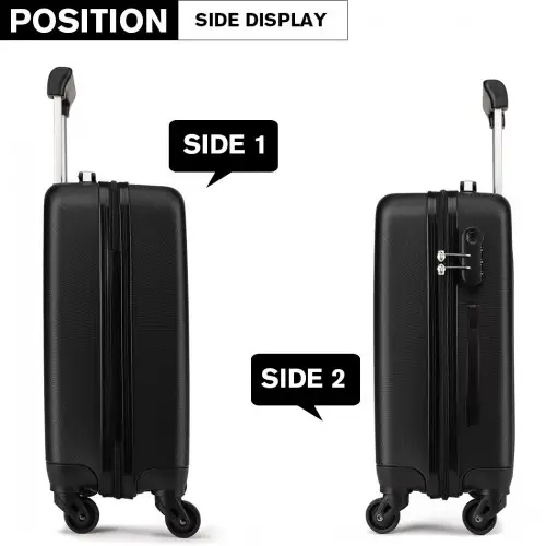 K1872L - Kono 24 Inch ABS Hard Shell Luggage 4 Wheel Spinner Suitcase - Black by All Mart Bristol Ltd