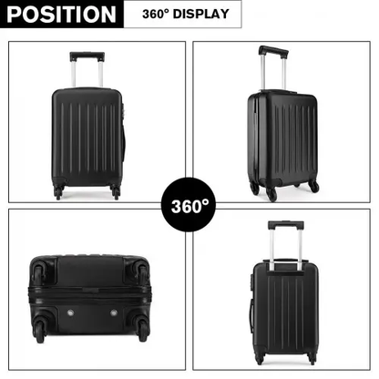 K1872L - Kono 24 Inch ABS Hard Shell Luggage 4 Wheel Spinner Suitcase - Black by All Mart Bristol Ltd