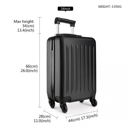K1872L - Kono 24 Inch ABS Hard Shell Luggage 4 Wheel Spinner Suitcase - Black by All Mart Bristol Ltd