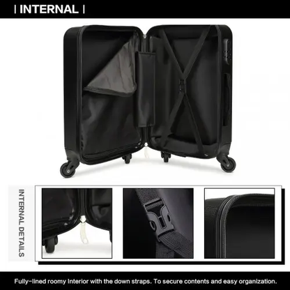 K1872L - Kono 24 Inch ABS Hard Shell Luggage 4 Wheel Spinner Suitcase - Black by All Mart Bristol Ltd