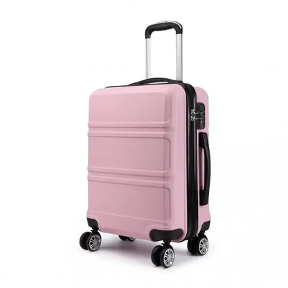 K1871-1L - Kono ABS 24 Inch Sculpted Horizontal Design Suitcase - Pink by All Mart Bristol Ltd