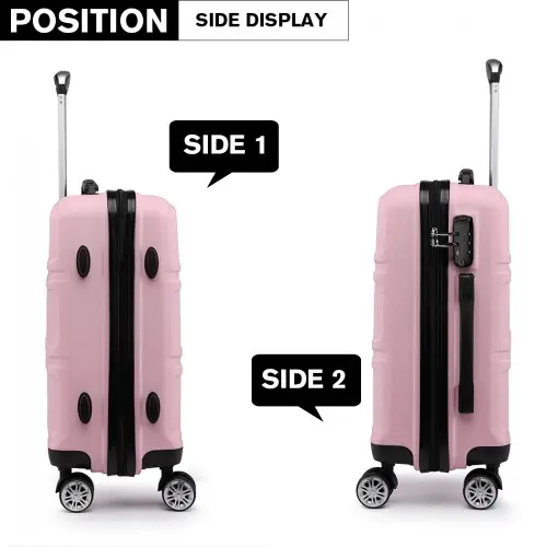 K1871-1L - Kono ABS 24 Inch Sculpted Horizontal Design Suitcase - Pink by All Mart Bristol Ltd