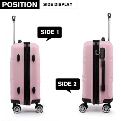 K1871-1L - Kono ABS 24 Inch Sculpted Horizontal Design Suitcase - Pink by All Mart Bristol Ltd