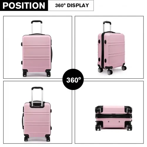 K1871-1L - Kono ABS 24 Inch Sculpted Horizontal Design Suitcase - Pink by All Mart Bristol Ltd
