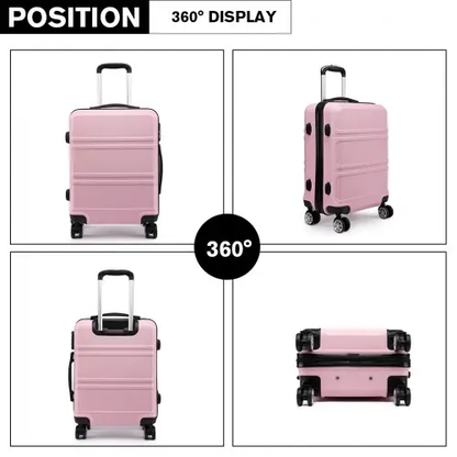 K1871-1L - Kono ABS 24 Inch Sculpted Horizontal Design Suitcase - Pink by All Mart Bristol Ltd