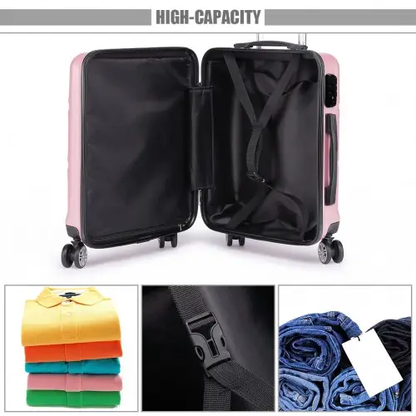 K1871-1L - Kono ABS 24 Inch Sculpted Horizontal Design Suitcase - Pink by All Mart Bristol Ltd