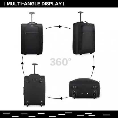 K1873-2 - Kono CABIN SIZE SOFT SHELL HAND LUGGAGE - BLACK by All Mart Bristol Ltd