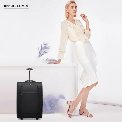 K1873-2 - Kono CABIN SIZE SOFT SHELL HAND LUGGAGE - BLACK by All Mart Bristol Ltd