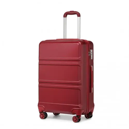 K1871-1L - Kono ABS 24 Inch Sculpted Horizontal Design Suitcase - Burgundy by All Mart Bristol Ltd
