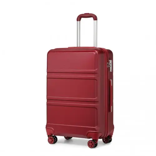 K1871-1L - Kono ABS 24 Inch Sculpted Horizontal Design Suitcase - Burgundy by All Mart Bristol Ltd