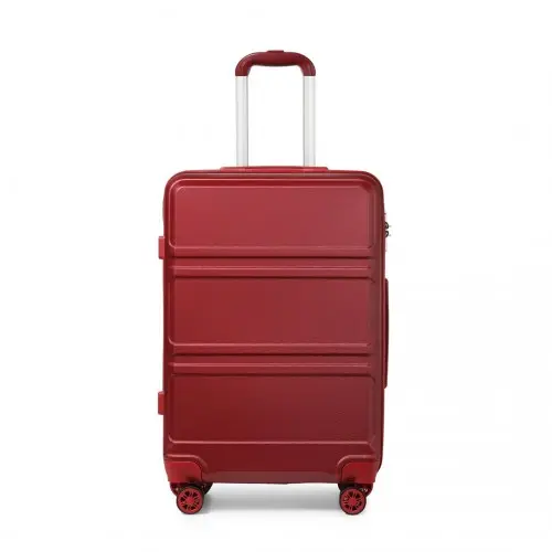 K1871-1L - Kono ABS 24 Inch Sculpted Horizontal Design Suitcase - Burgundy by All Mart Bristol Ltd