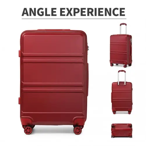 K1871-1L - Kono ABS 24 Inch Sculpted Horizontal Design Suitcase - Burgundy by All Mart Bristol Ltd